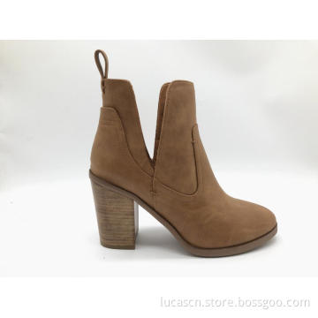 Ladies Cut Out Ankle Boot with Printed Heel